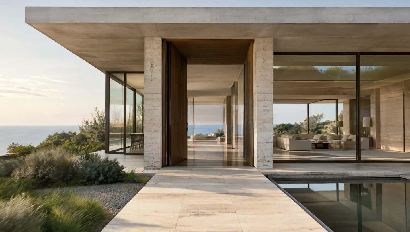 An open oak door, a glimpse of the horizon.